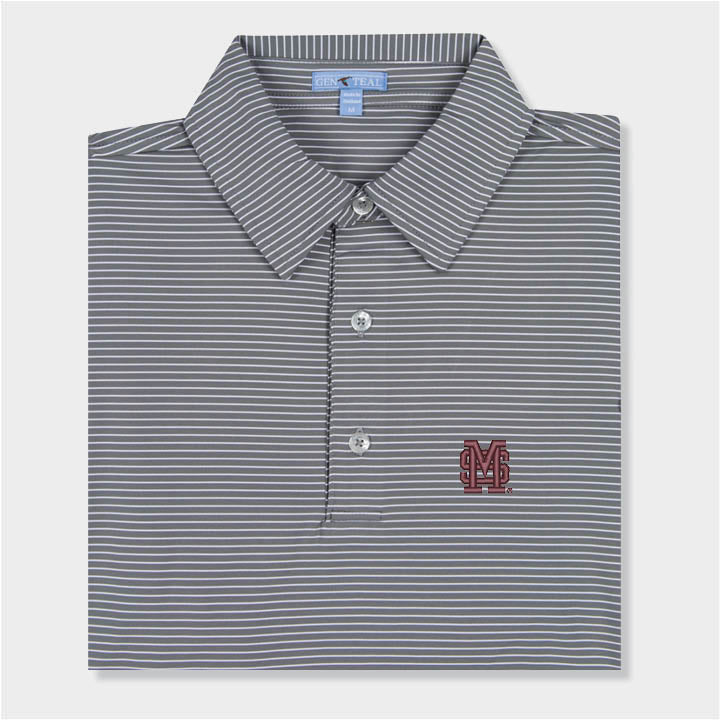 Grey and white striped polo by Genteal