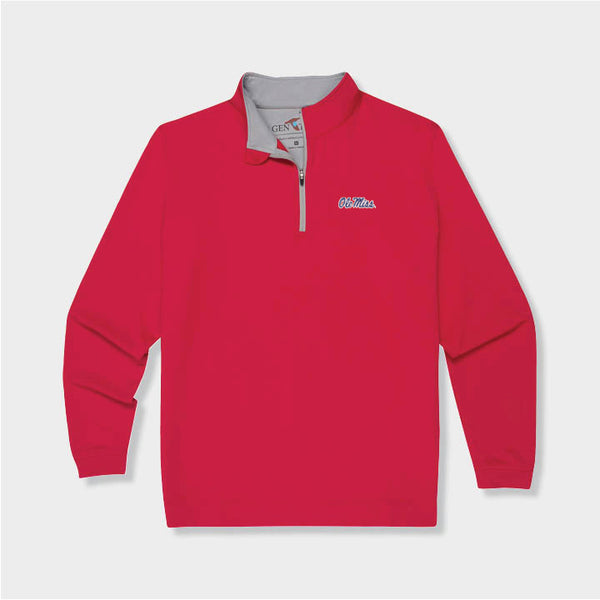 red quarter zip by Genteal