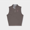 brown quarter zip vest by Genteal