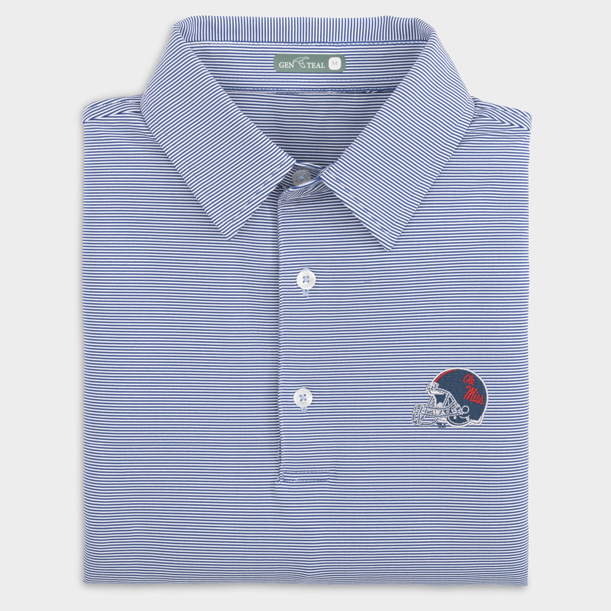 Ole Miss Helmet Pinstripe Performance Polo