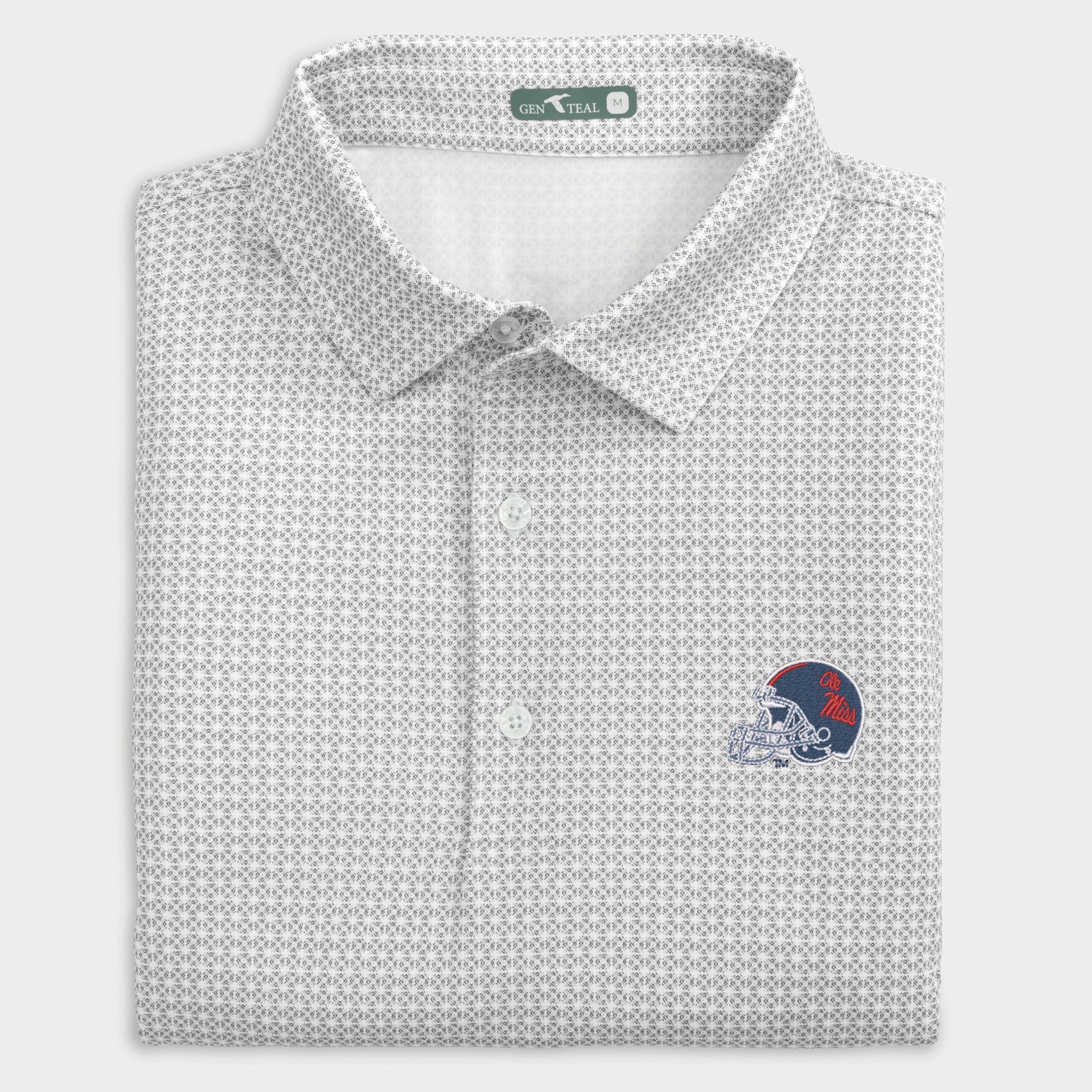Ole Miss Helmet Tile Printed Performance Polo