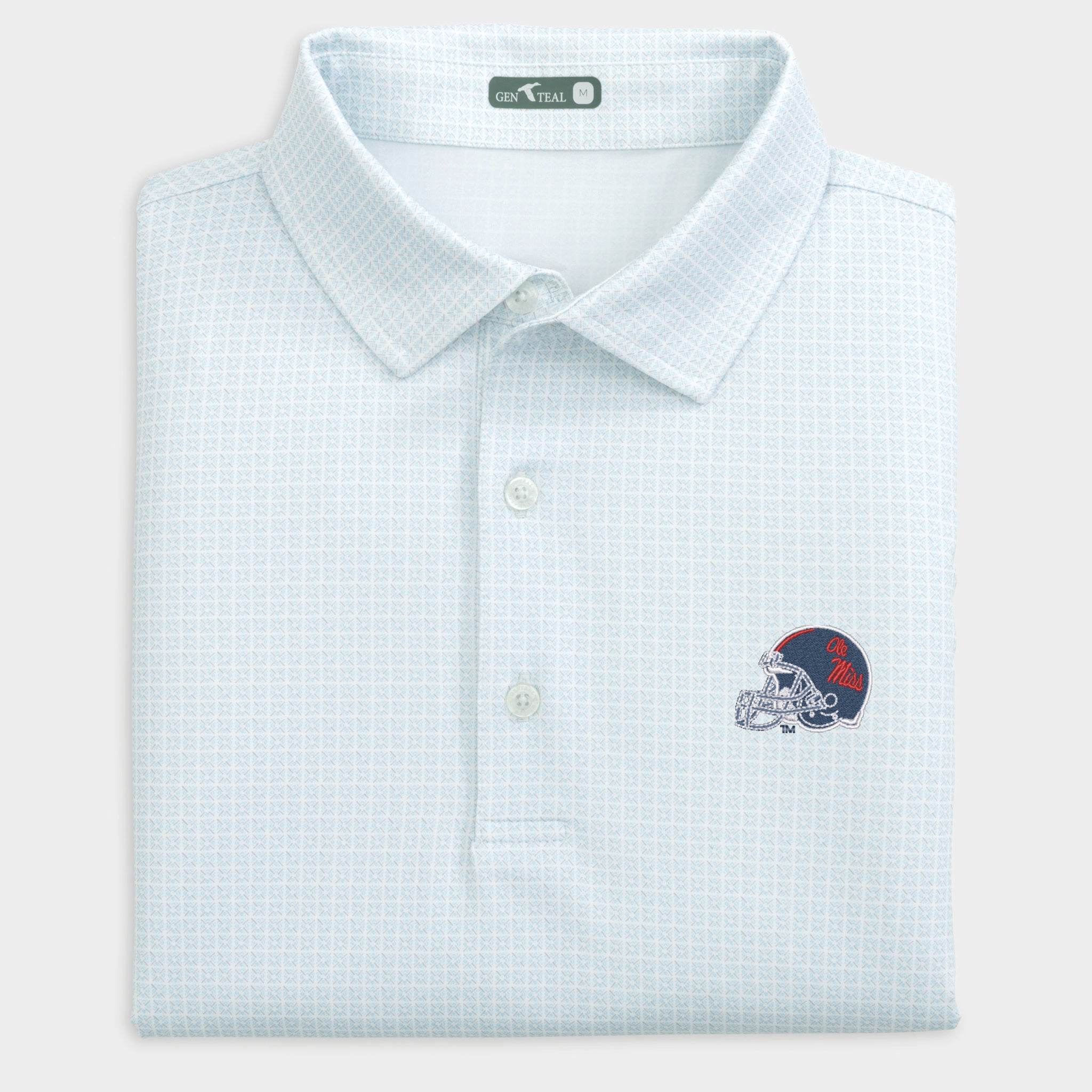 Ole Miss Helmet Tile Printed Performance Polo