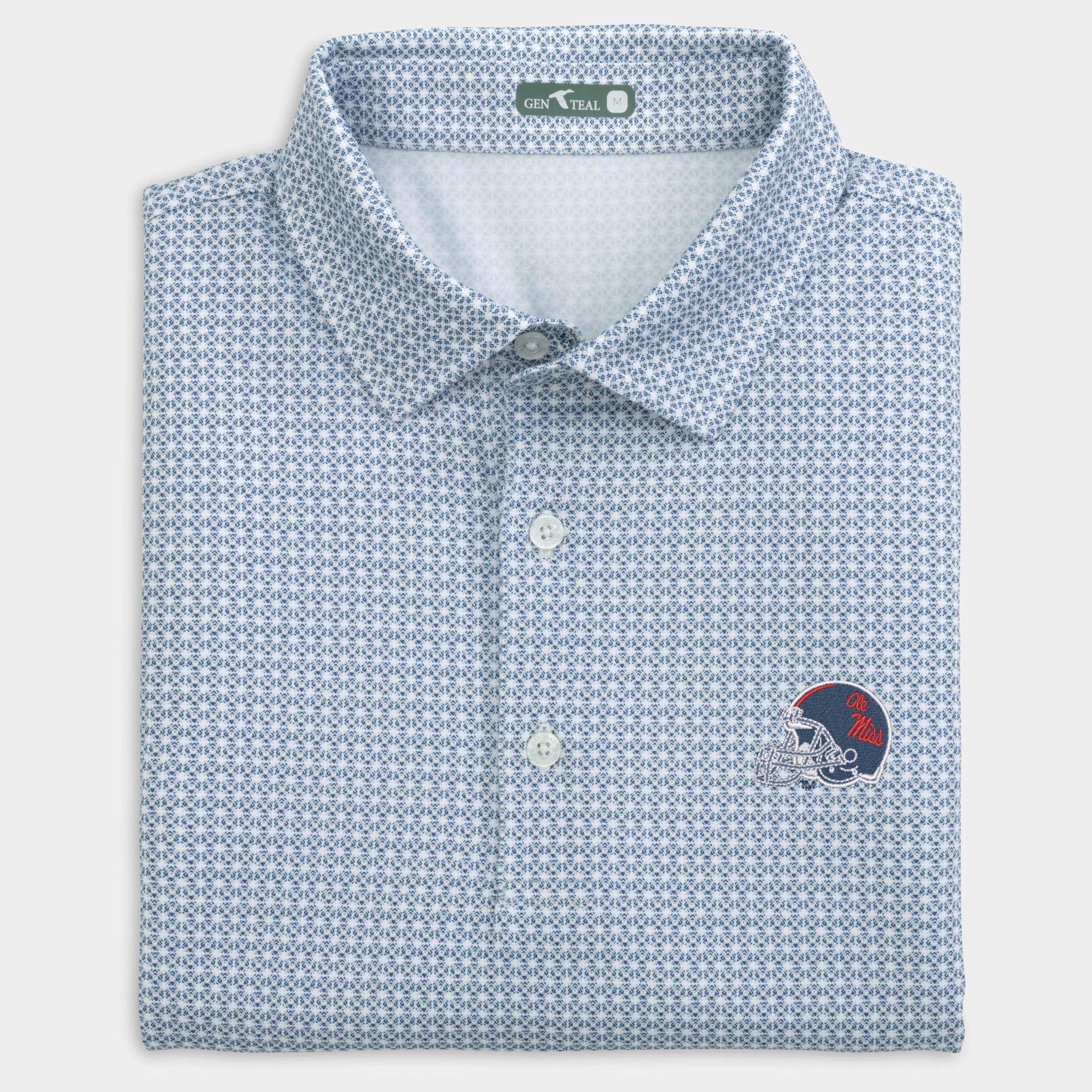 Ole Miss Helmet Tile Printed Performance Polo