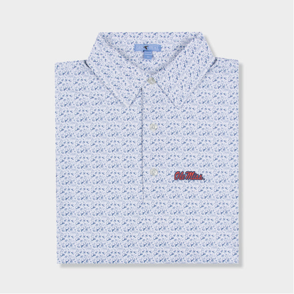 blue and white designed polo by Genteal