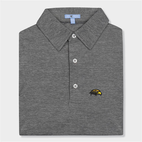 Southern Miss Charcoal brrrº Heathered Performance Polo