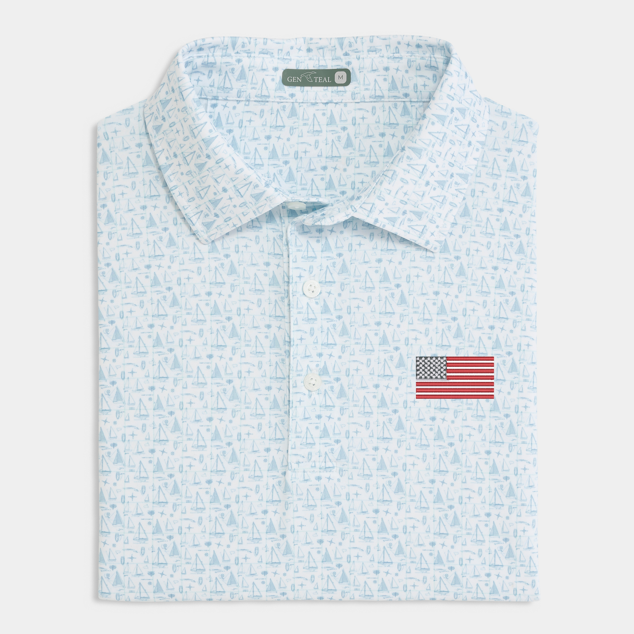 American Flag Mariners Blueprint Printed Performance Polo