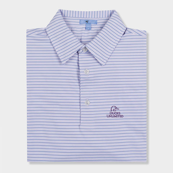 pink and blue striped polo by Genteal