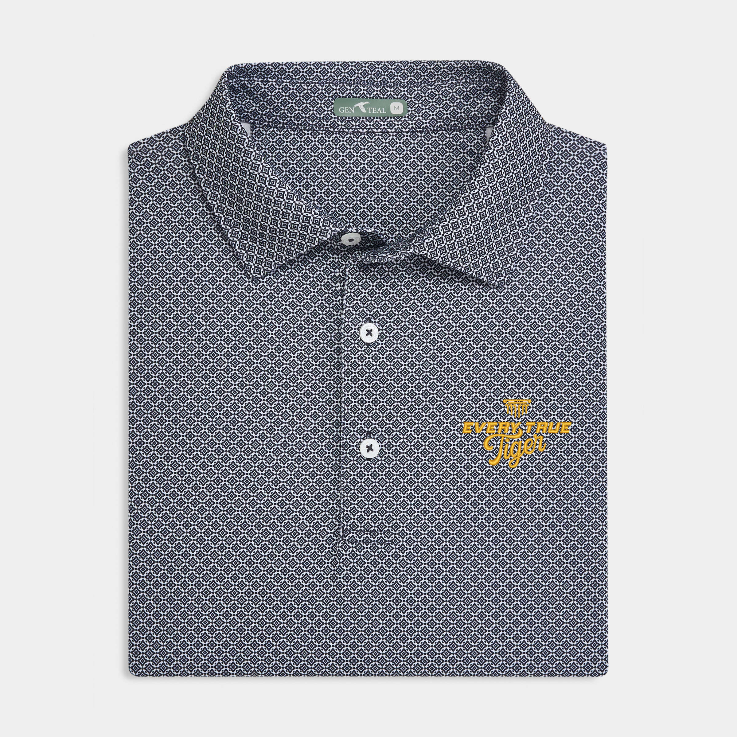Every True Tiger Black Diamond Lattice Printed Performance Polo