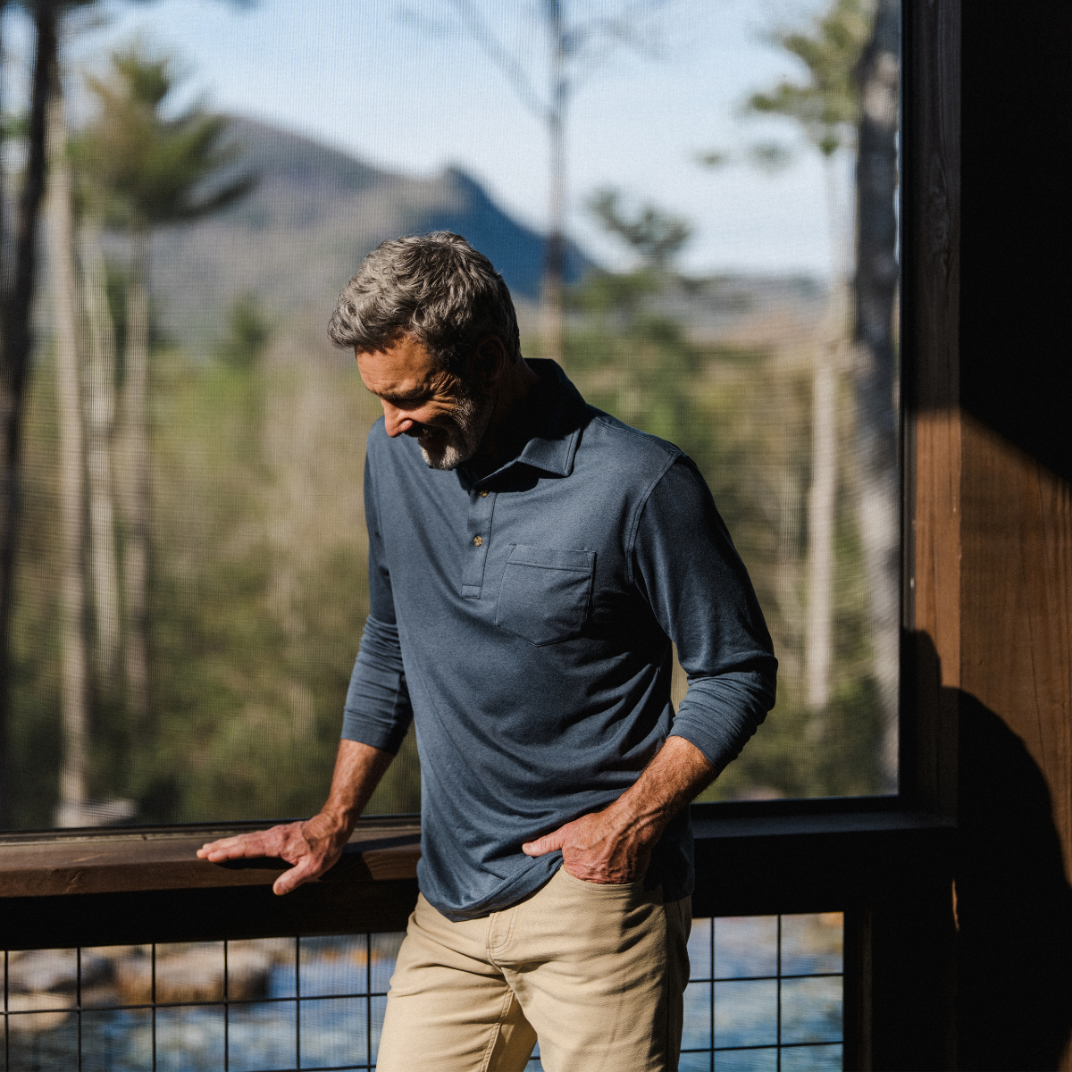 Indigo Wander Long Sleeve Polo
