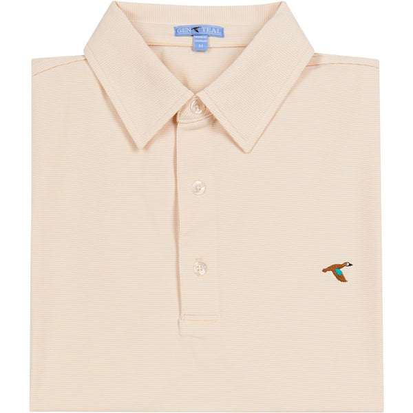 Wheat Pinstripe Performance Polo