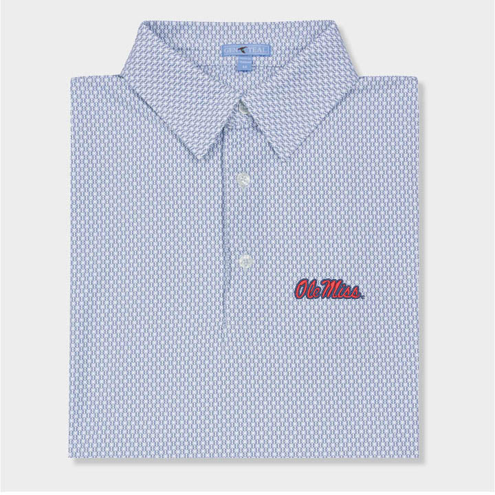 blue and white baseball designed polo by Genteal
