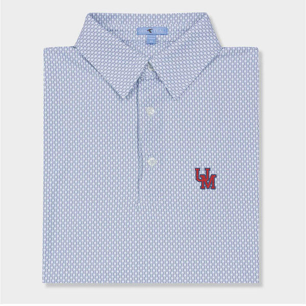 blue and white baseball designed polo by Genteal