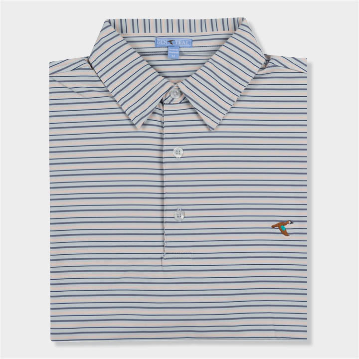 Blue and grey striped polo by Genteal