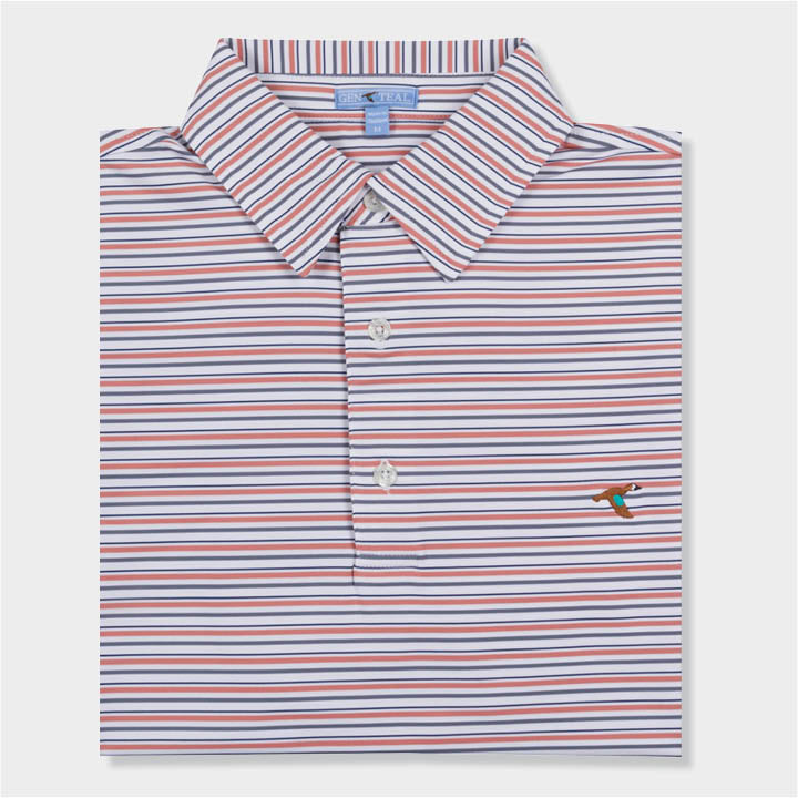 Grey and red striped polo by Genteal
