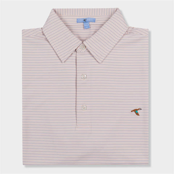 pink and grey striped polo by Genteal